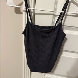 American Eagle Outfitters Charcoal Ribbed Tank Top